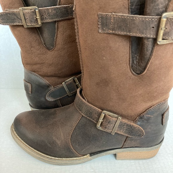 Brown Leather boots boho rustic boots shearling lined boots antiqued leather - Picture 3 of 12